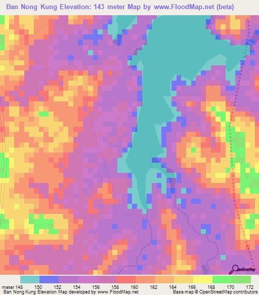 Ban Nong Kung,Thailand Elevation Map