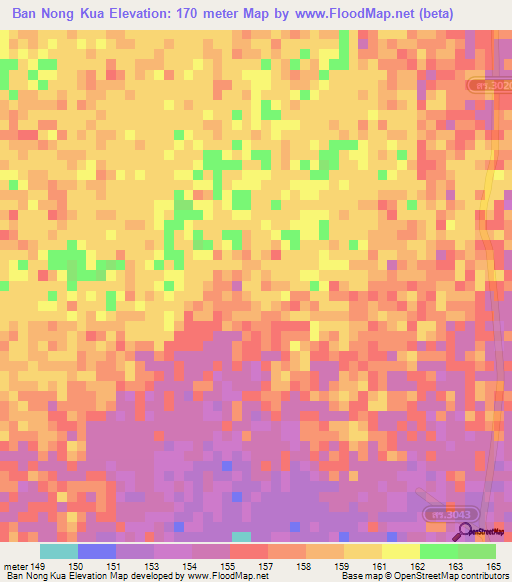 Ban Nong Kua,Thailand Elevation Map