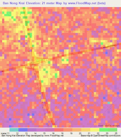 Ban Nong Krai,Thailand Elevation Map