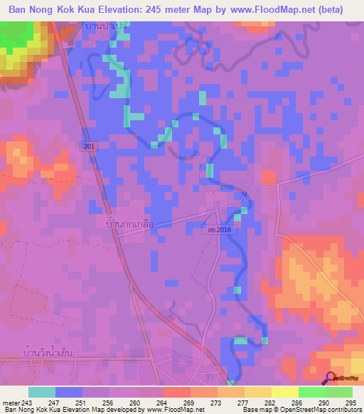 Ban Nong Kok Kua,Thailand Elevation Map