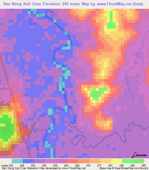 Ban Nong Kok Chan,Thailand Elevation Map
