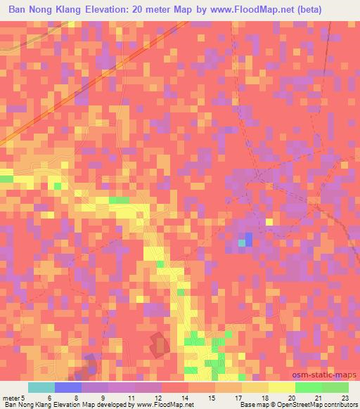 Ban Nong Klang,Thailand Elevation Map