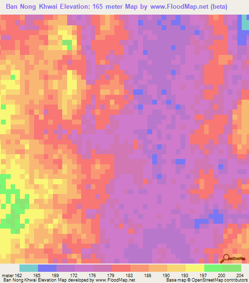 Ban Nong Khwai,Thailand Elevation Map