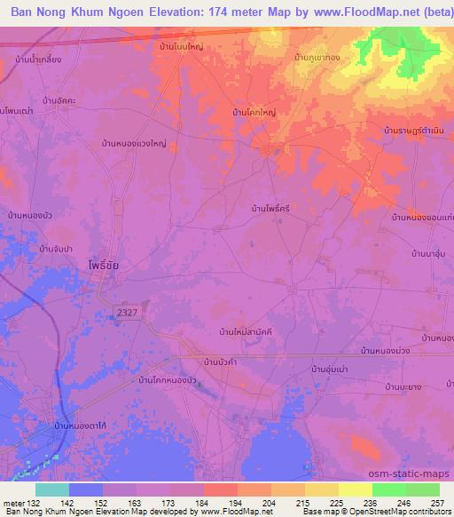 Ban Nong Khum Ngoen,Thailand Elevation Map