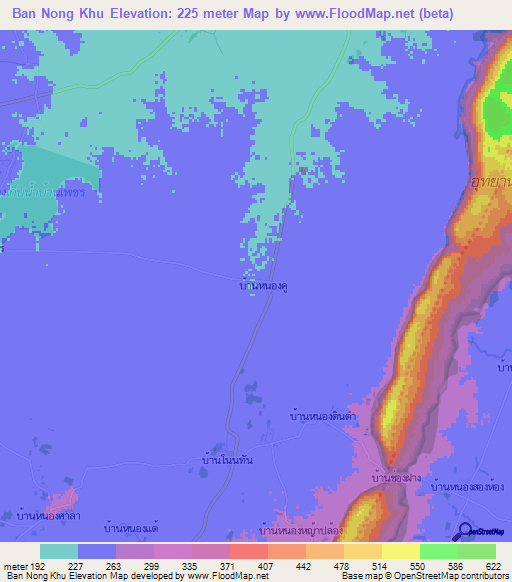Ban Nong Khu,Thailand Elevation Map