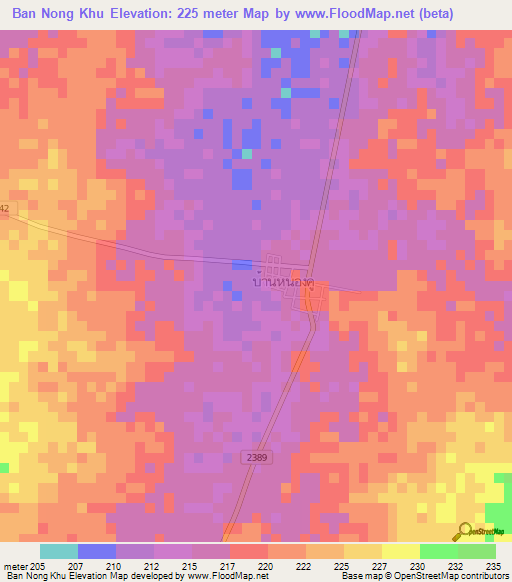 Ban Nong Khu,Thailand Elevation Map