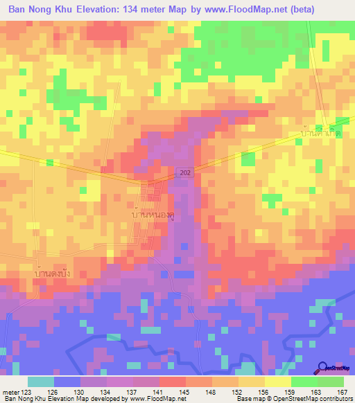 Ban Nong Khu,Thailand Elevation Map
