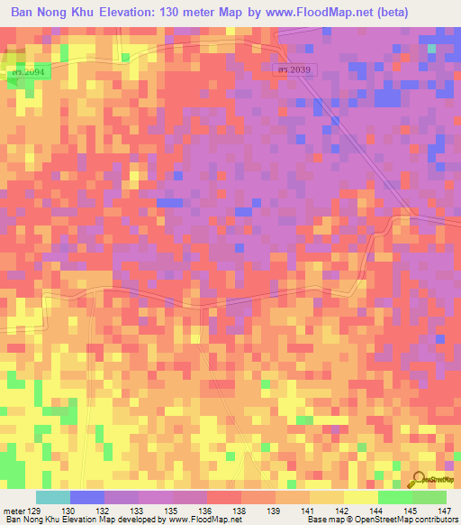 Ban Nong Khu,Thailand Elevation Map