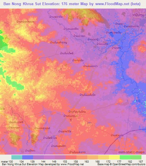 Ban Nong Khrua Sut,Thailand Elevation Map