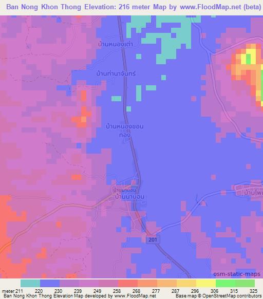 Ban Nong Khon Thong,Thailand Elevation Map