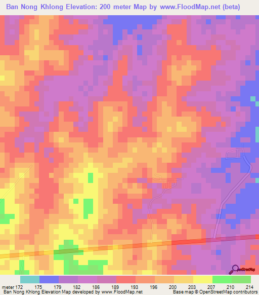 Ban Nong Khlong,Thailand Elevation Map