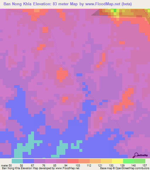 Ban Nong Khla,Thailand Elevation Map