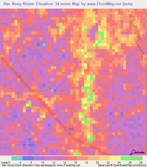 Ban Nong Khiam,Thailand Elevation Map