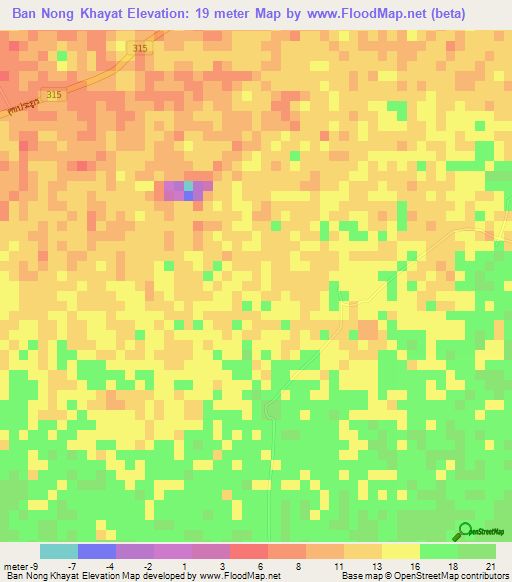 Ban Nong Khayat,Thailand Elevation Map