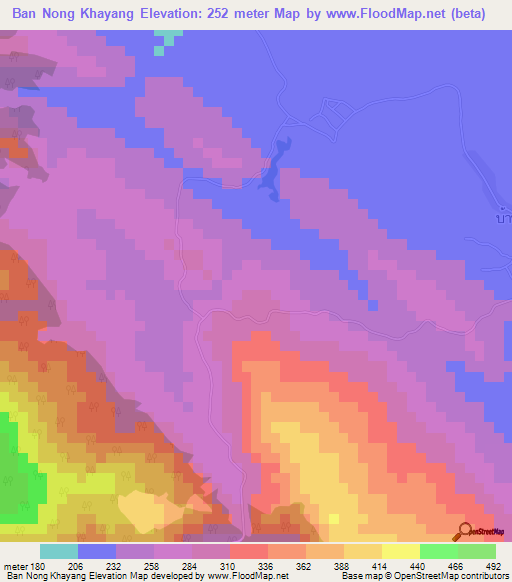 Ban Nong Khayang,Thailand Elevation Map