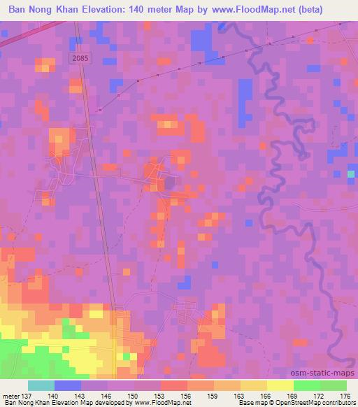 Ban Nong Khan,Thailand Elevation Map