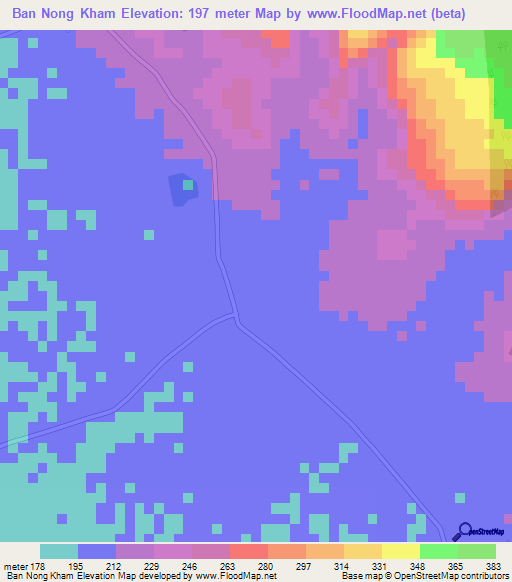 Ban Nong Kham,Thailand Elevation Map
