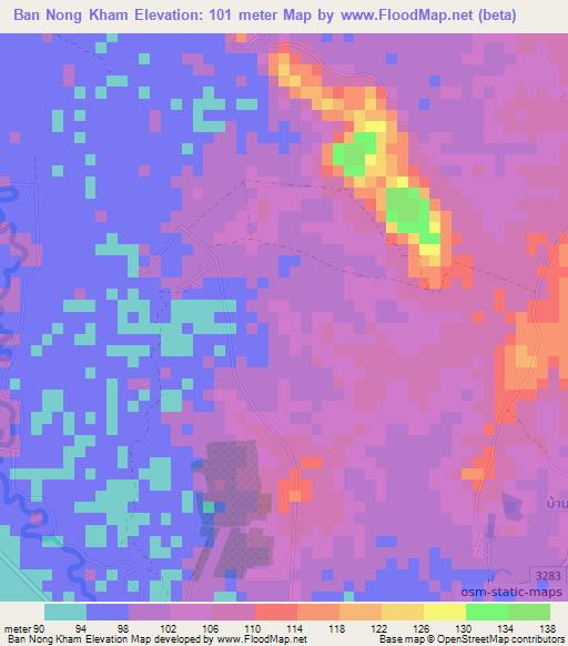 Ban Nong Kham,Thailand Elevation Map