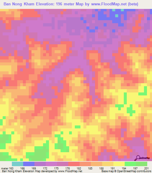 Ban Nong Kham,Thailand Elevation Map