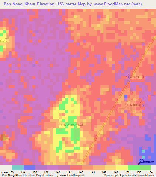 Ban Nong Kham,Thailand Elevation Map