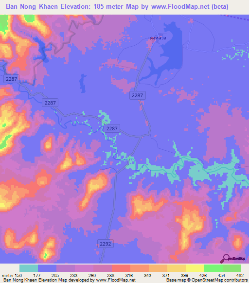 Ban Nong Khaen,Thailand Elevation Map