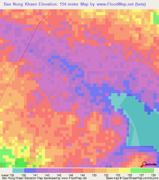 Ban Nong Khaen,Thailand Elevation Map