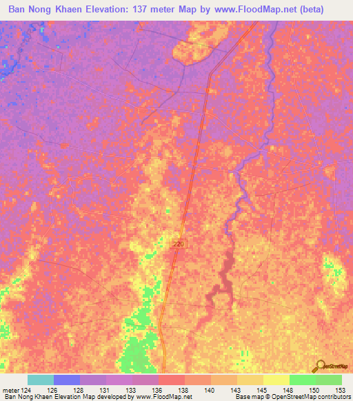 Ban Nong Khaen,Thailand Elevation Map