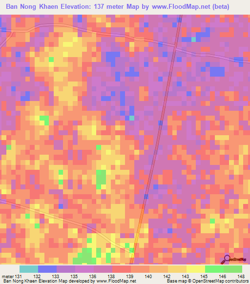 Ban Nong Khaen,Thailand Elevation Map