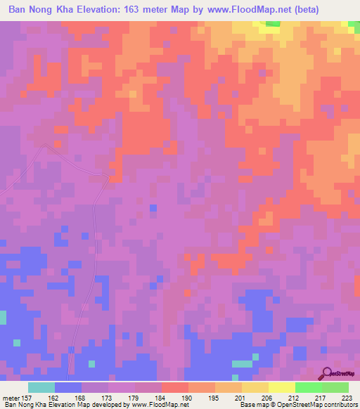 Ban Nong Kha,Thailand Elevation Map