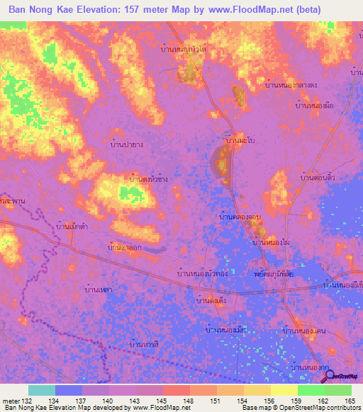 Ban Nong Kae,Thailand Elevation Map