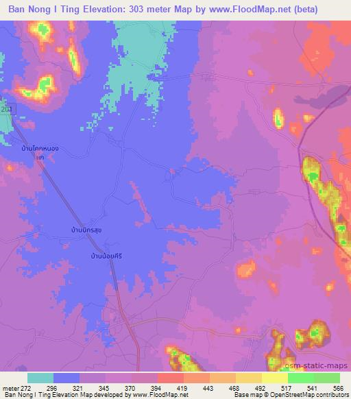 Ban Nong I Ting,Thailand Elevation Map