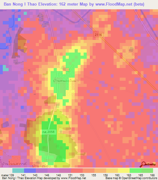 Ban Nong I Thao,Thailand Elevation Map