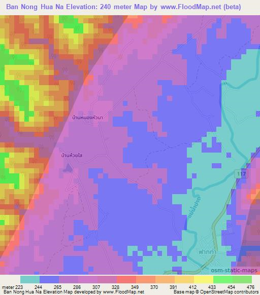 Ban Nong Hua Na,Thailand Elevation Map