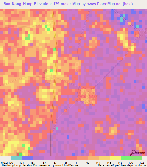 Ban Nong Hong,Thailand Elevation Map