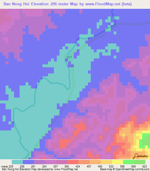 Ban Nong Hoi,Thailand Elevation Map