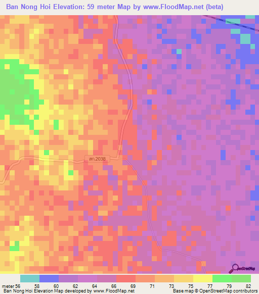 Ban Nong Hoi,Thailand Elevation Map