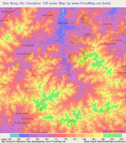 Ban Nong Hin,Thailand Elevation Map