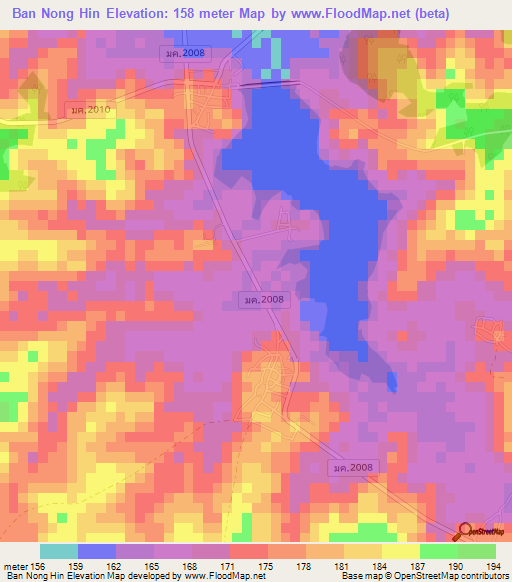 Ban Nong Hin,Thailand Elevation Map