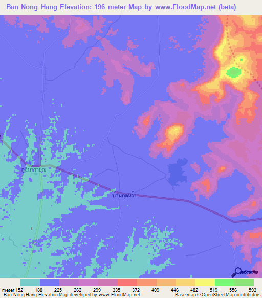 Ban Nong Hang,Thailand Elevation Map