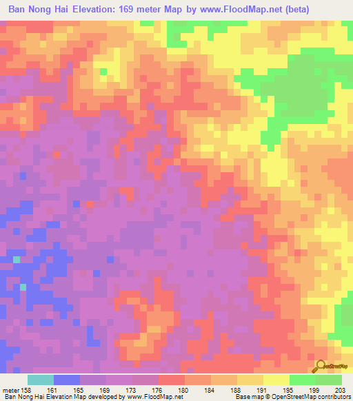 Ban Nong Hai,Thailand Elevation Map