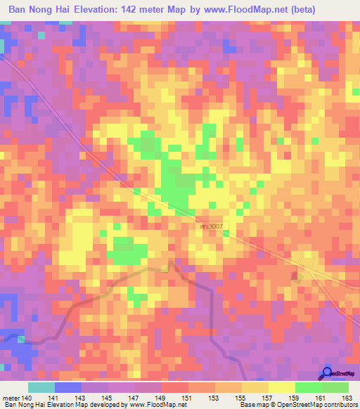Ban Nong Hai,Thailand Elevation Map