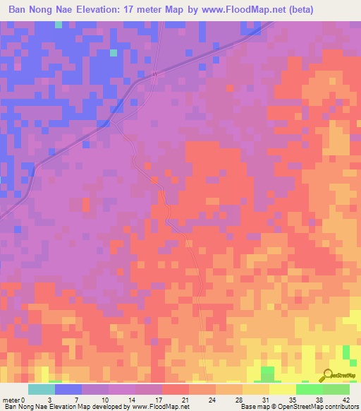 Ban Nong Nae,Thailand Elevation Map