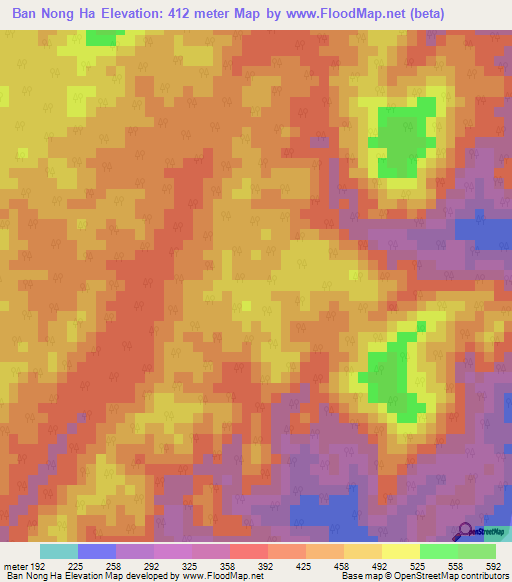 Ban Nong Ha,Thailand Elevation Map