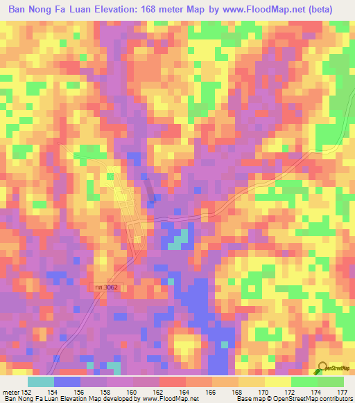 Ban Nong Fa Luan,Thailand Elevation Map