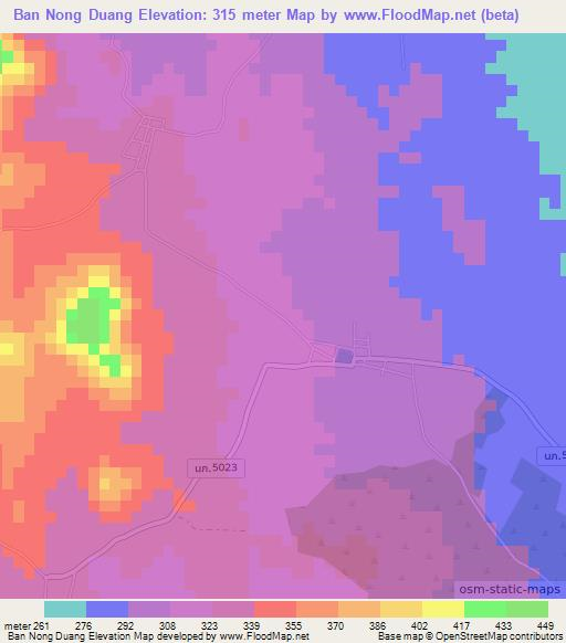Ban Nong Duang,Thailand Elevation Map