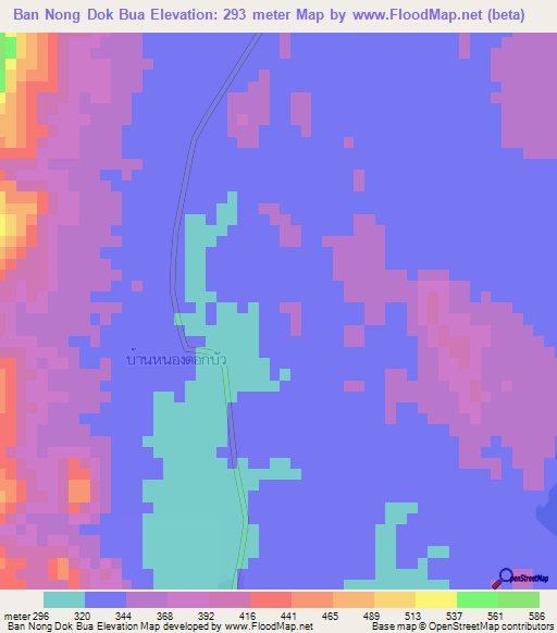 Ban Nong Dok Bua,Thailand Elevation Map