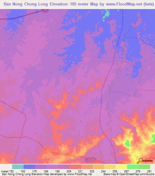 Ban Nong Chong Long,Thailand Elevation Map