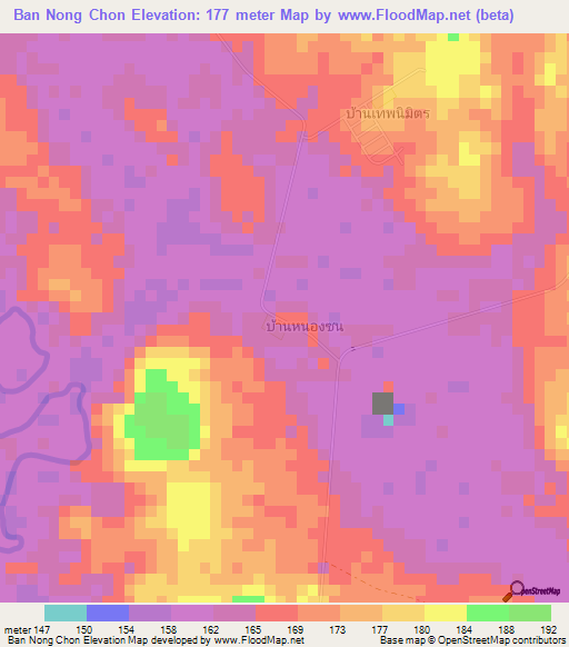 Ban Nong Chon,Thailand Elevation Map