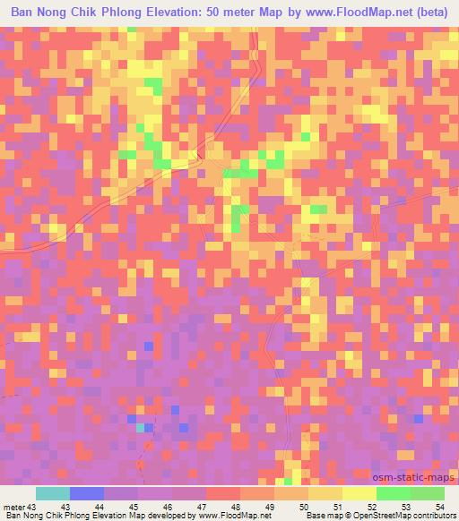 Ban Nong Chik Phlong,Thailand Elevation Map
