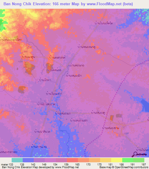 Ban Nong Chik,Thailand Elevation Map